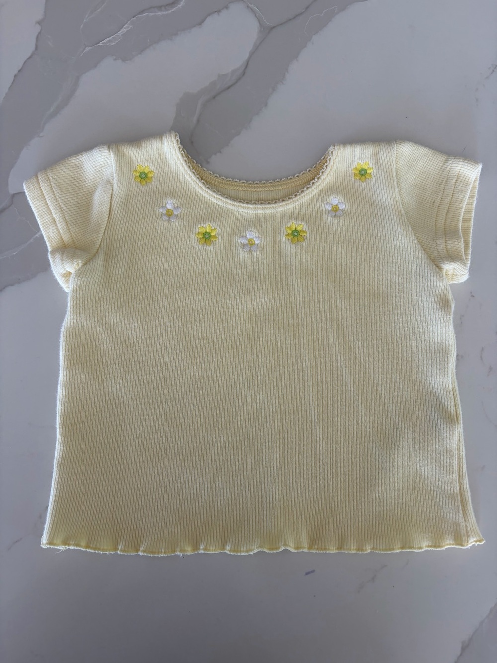 Marks & Spencer Pale Yellow Knit Top with Floral Embroidery